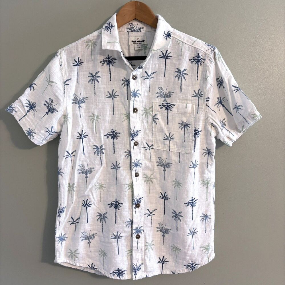 Jeremiah 100% Cotton Short Sleeve Button Shirt Size S Tropical Coastal Vacation